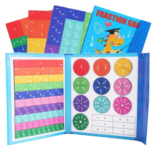 Montessori Wooden Magnetic Fractions Toy - Arithmetic Teaching Aid for Kids, Educational Maths Learning Book