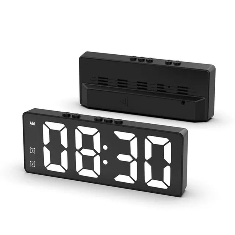 LED Student Digital Alarm Clock - Voice Control, Dual Snooze, Dual Alarms, Temperature Display, 12/24H